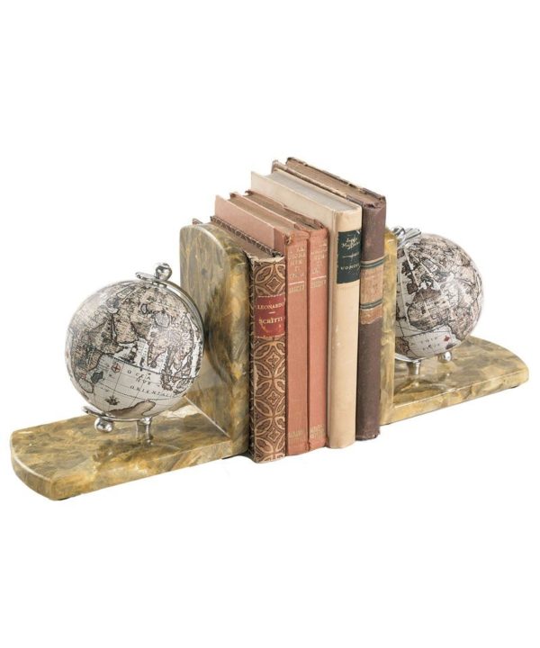 Yellow topaz marble globe bookends