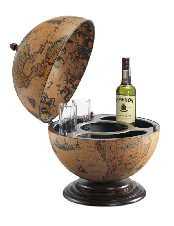 Fine Vintage table top bar globe - classic, product photo - open