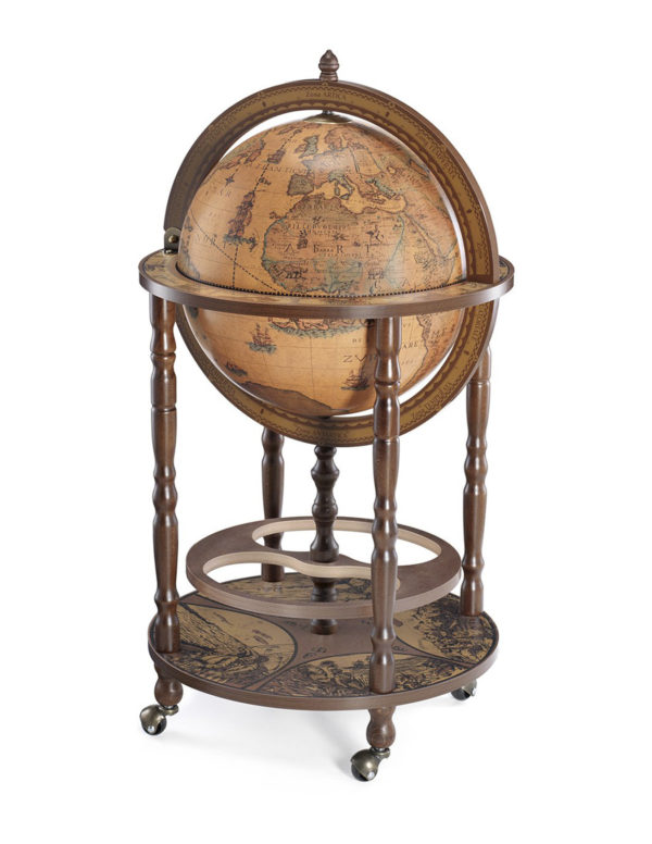 Mobile Minerva floor globe drinks cabinet - product photo - closed, classic color
